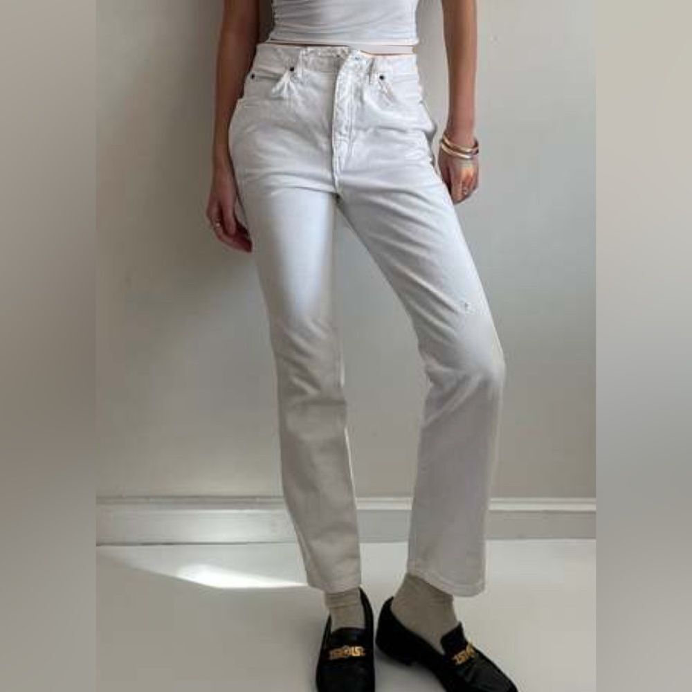 NWT EDWIN Women’s Jeans Anthropologie Anderson Ankle Ivory White - Size 24 - Picture 5 of 11